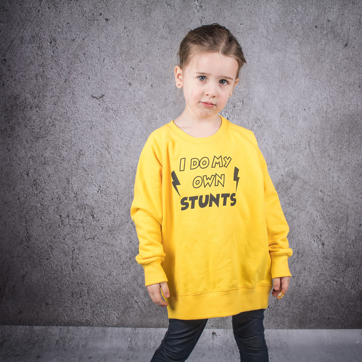 'I do my own stunts' kids sweater