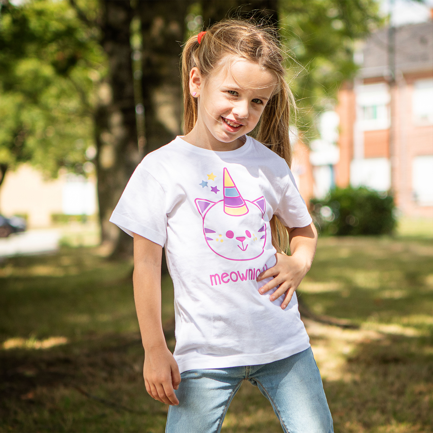 'Meownicorn' magic kids shortsleeve shirt