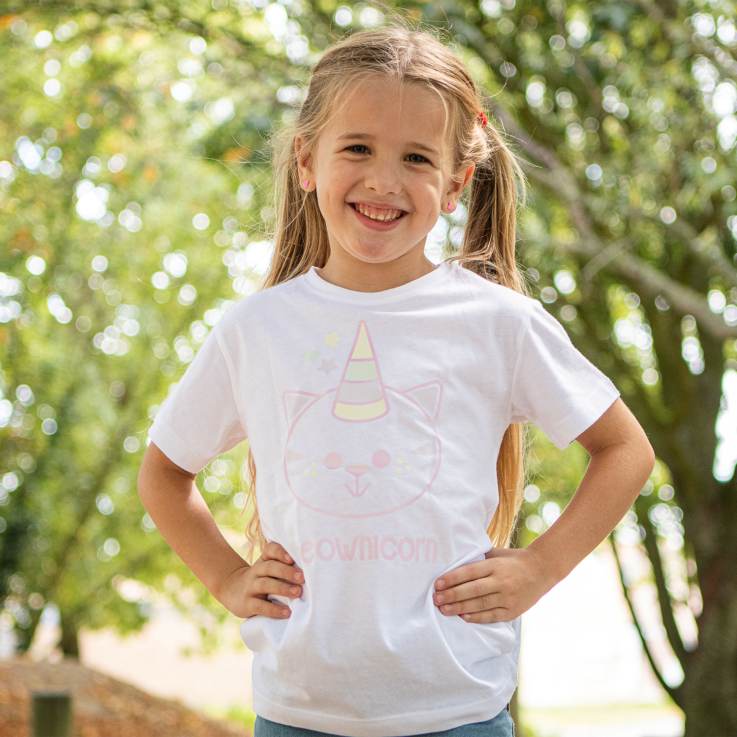 'Meownicorn' magic kids shortsleeve shirt