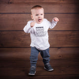 'Warning: makes loud noises' baby longsleeve shirt