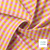 Pink and yellow gingham fabric