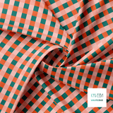 Pink, green and orange gingham fabric