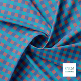 Red, blue and teal gingham fabric