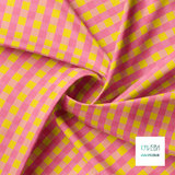 Pink and yellow gingham fabric