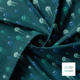 Green and blue jellyfish fabric