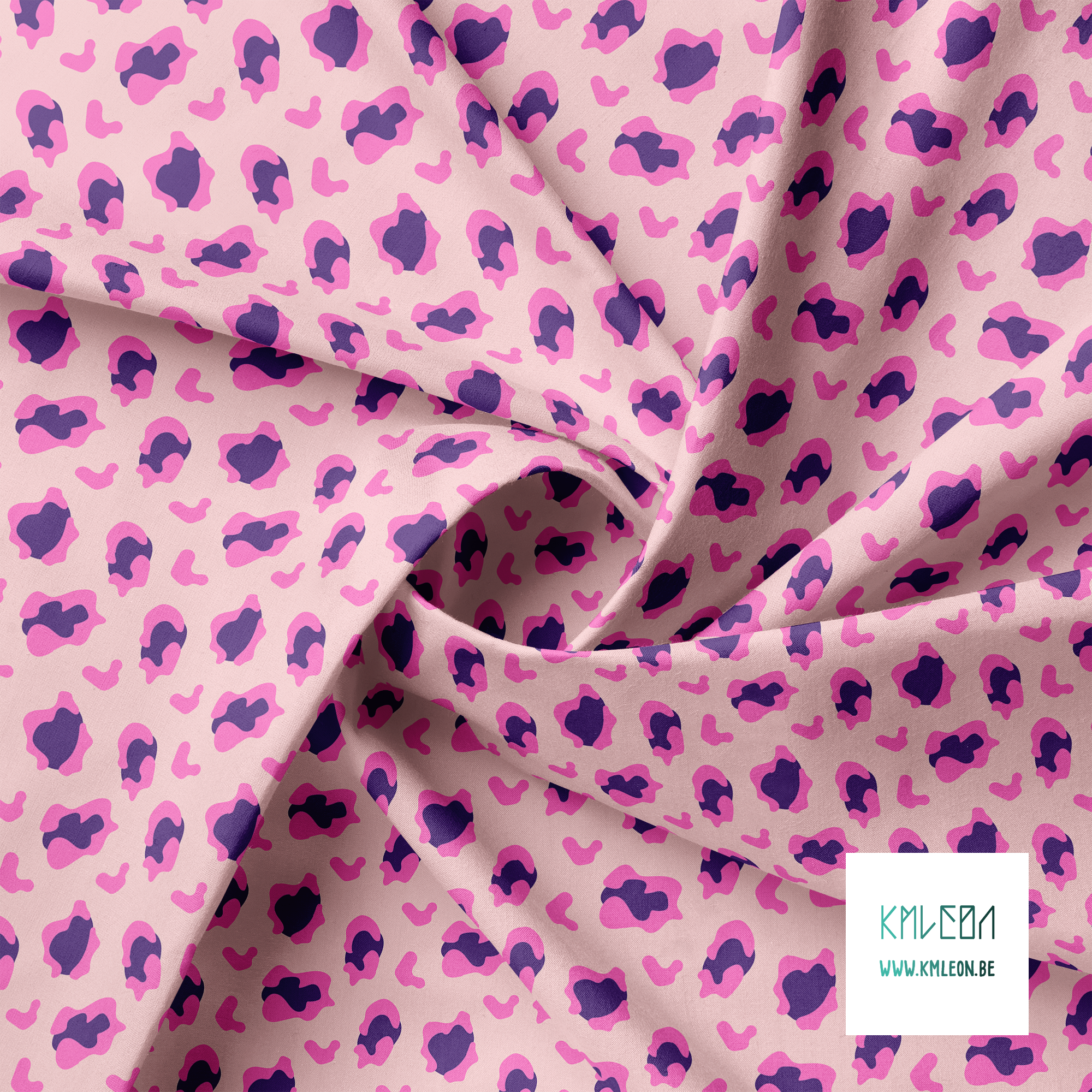 Pink and purple leopard print fabric