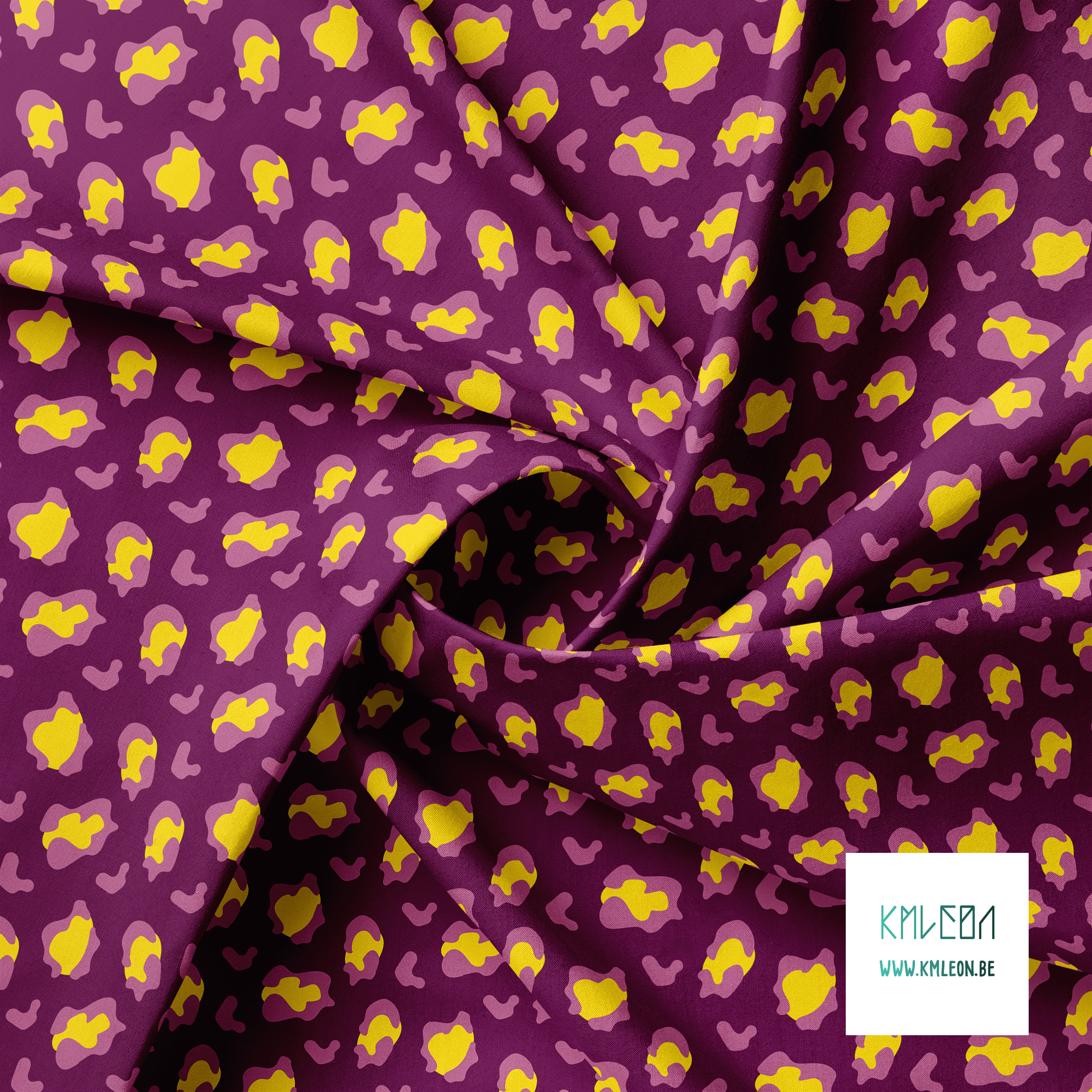 Yellow and pink leopard print fabric