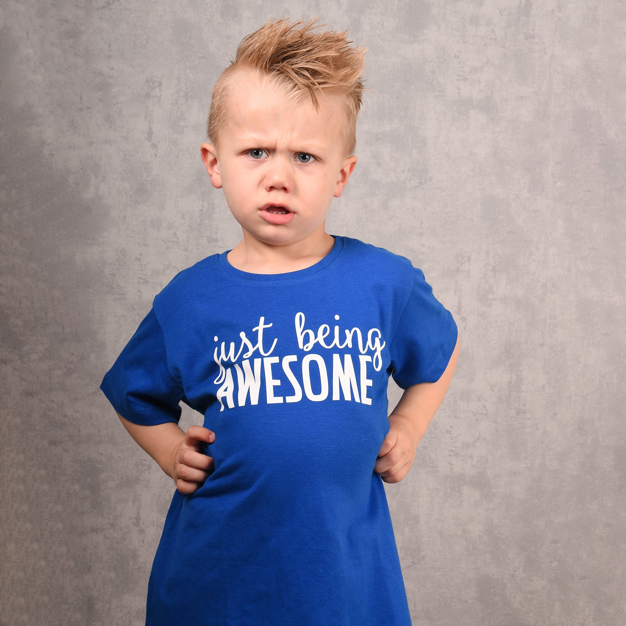 'Just being awesome' kids shortsleeve shirt