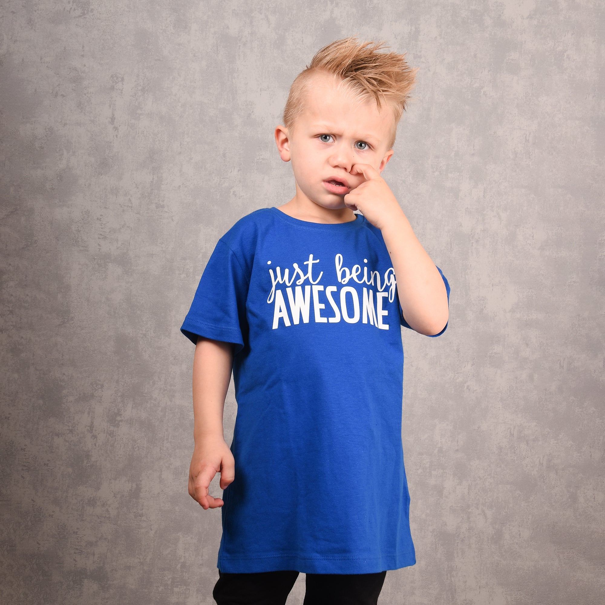 'Just being awesome' kids shortsleeve shirt