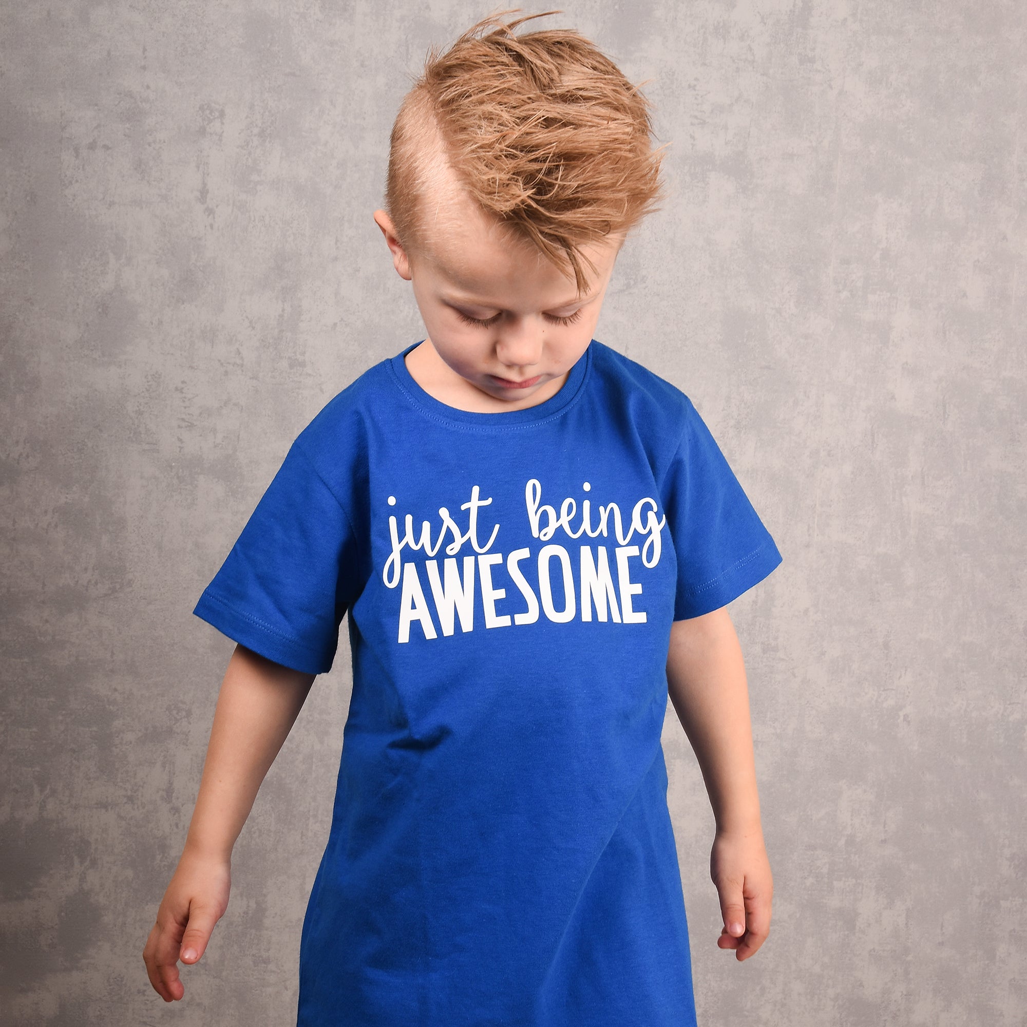 'Just being awesome' kids shortsleeve shirt