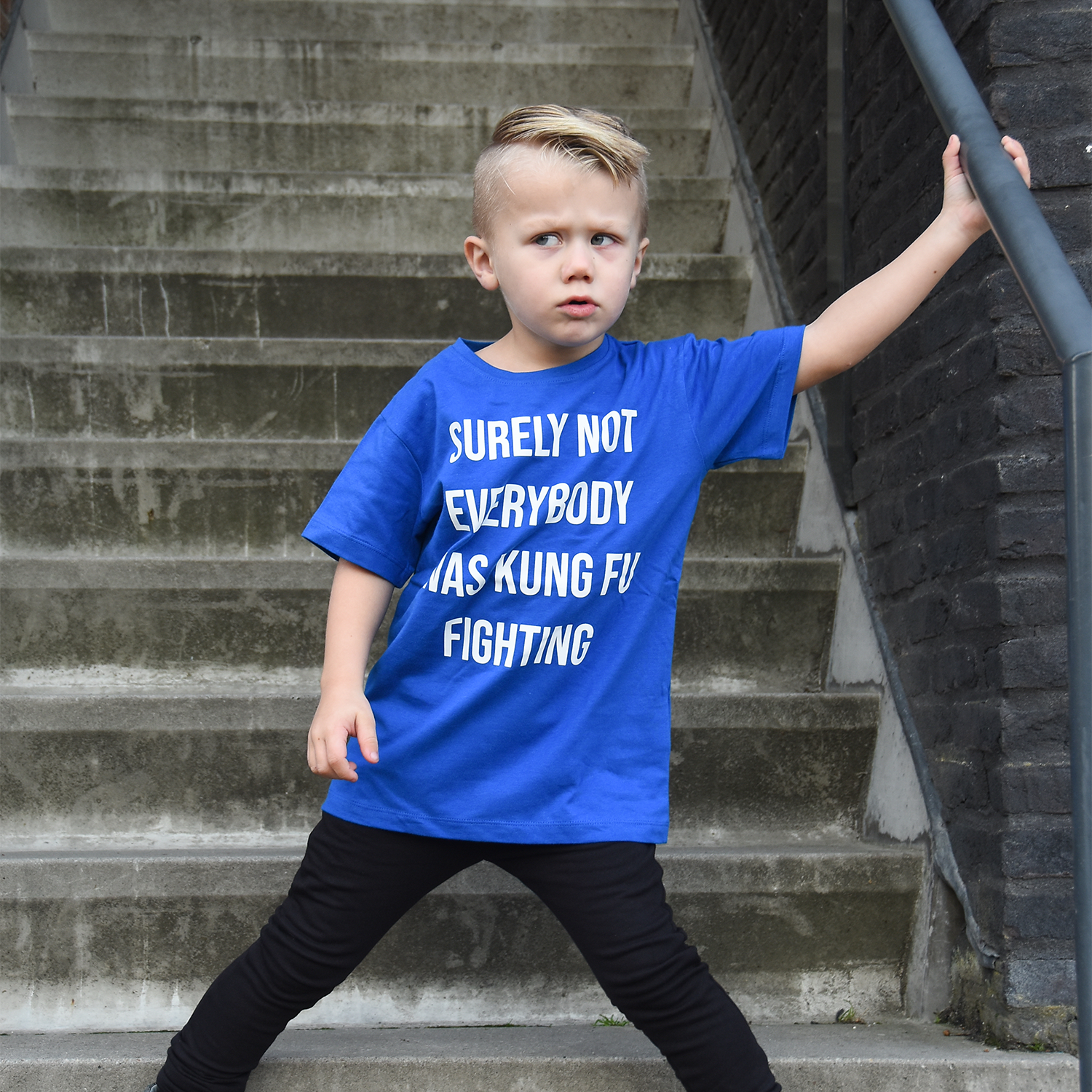 'Surely not everybody was kung fu fighting' kids shortsleeve shirt