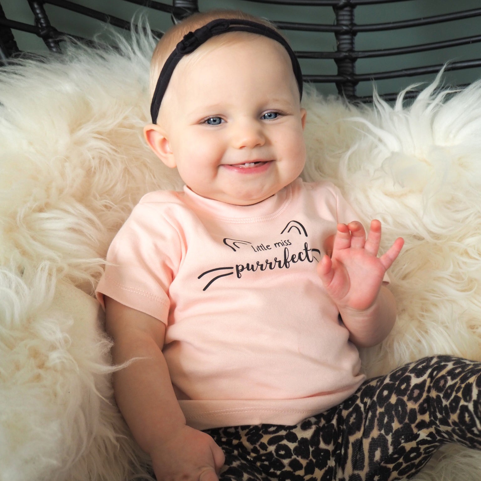 'Little miss purrrfect' baby shortsleeve shirt