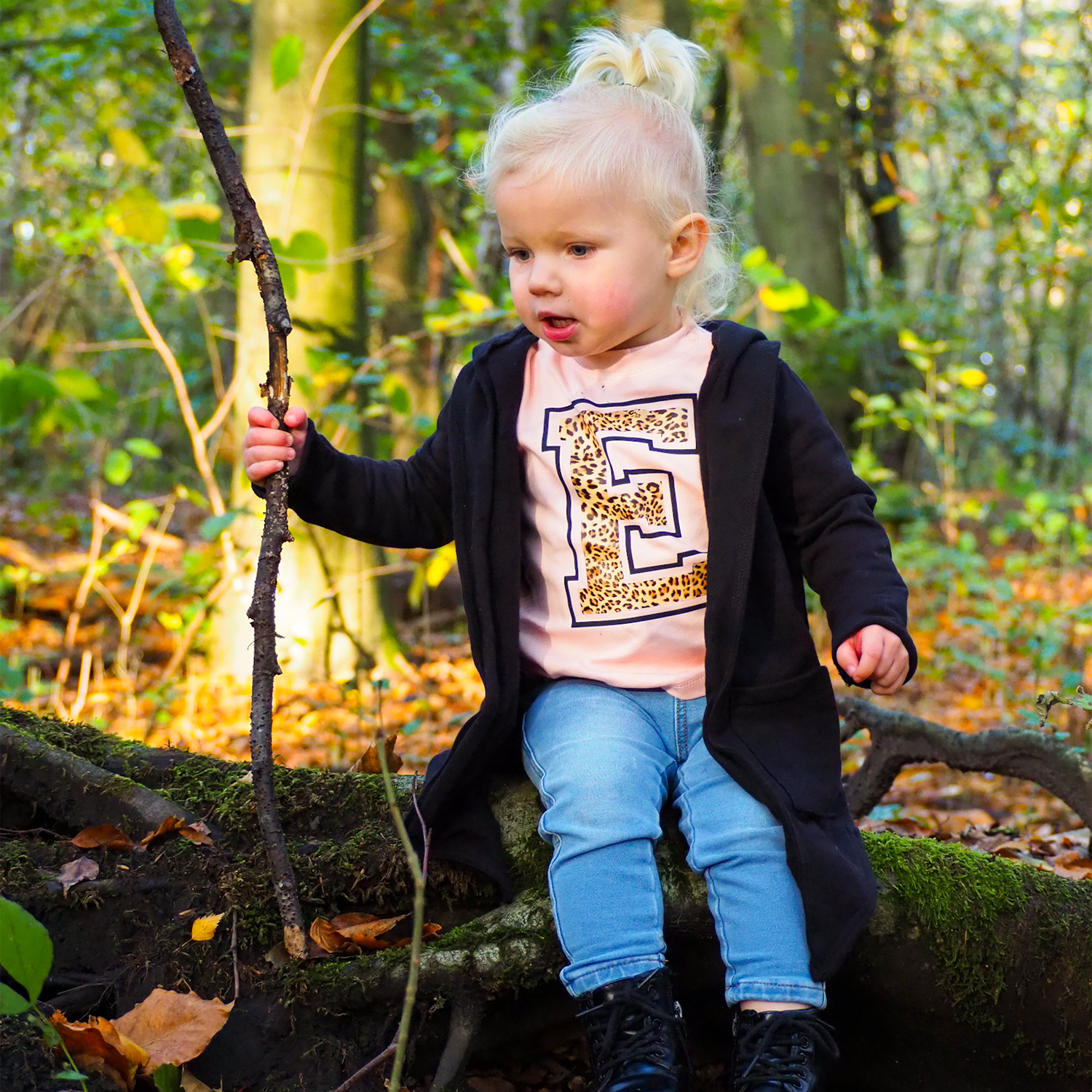 Leopard letter baby shortsleeve shirt