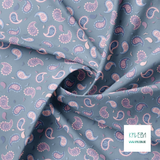 Purple, blue and pink paisley fabric