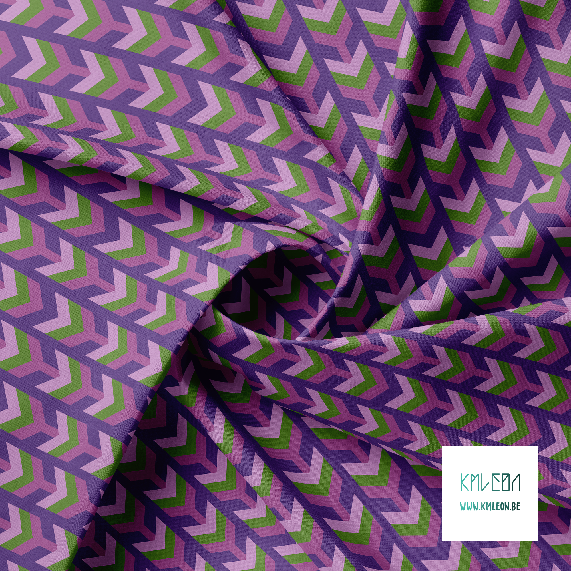 Purple and green arrows fabric