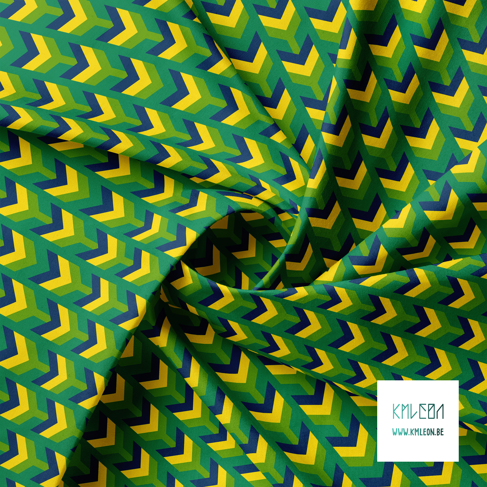 Green, yellow and navy arrows fabric