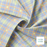 Yellow, orange and purple plaid fabric