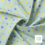 Random yellow and periwinkle octagons fabric