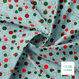 Random red and green octagons fabric