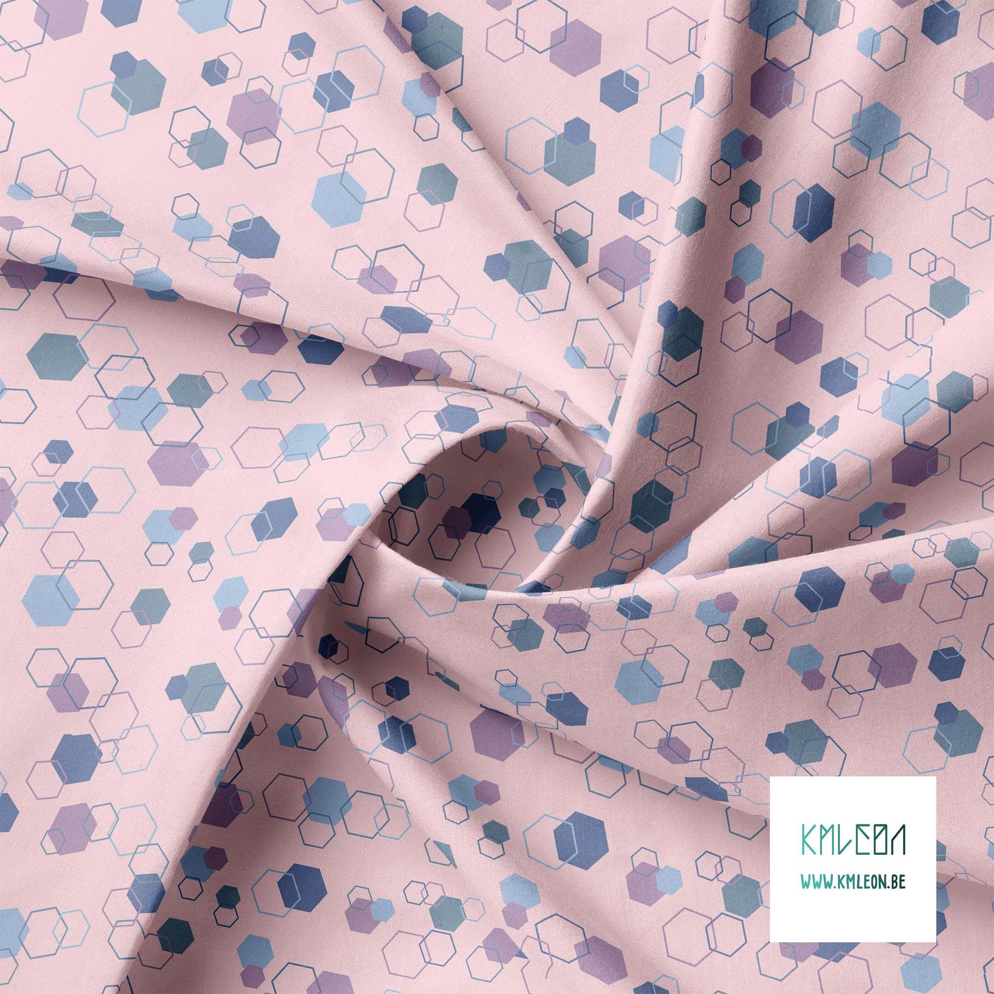 Random purple and blue octagons fabric