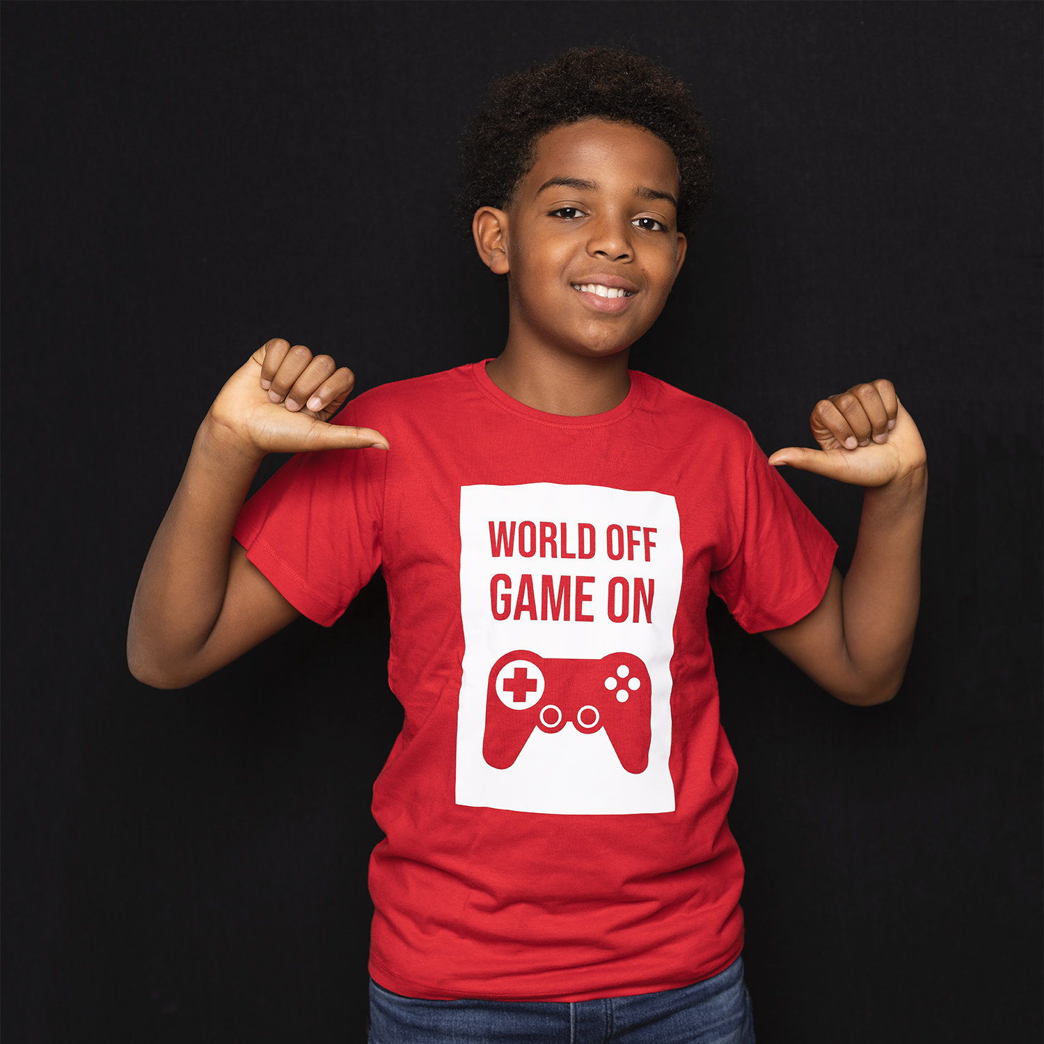 ‘World off – Game on’ kids shortsleeve shirt