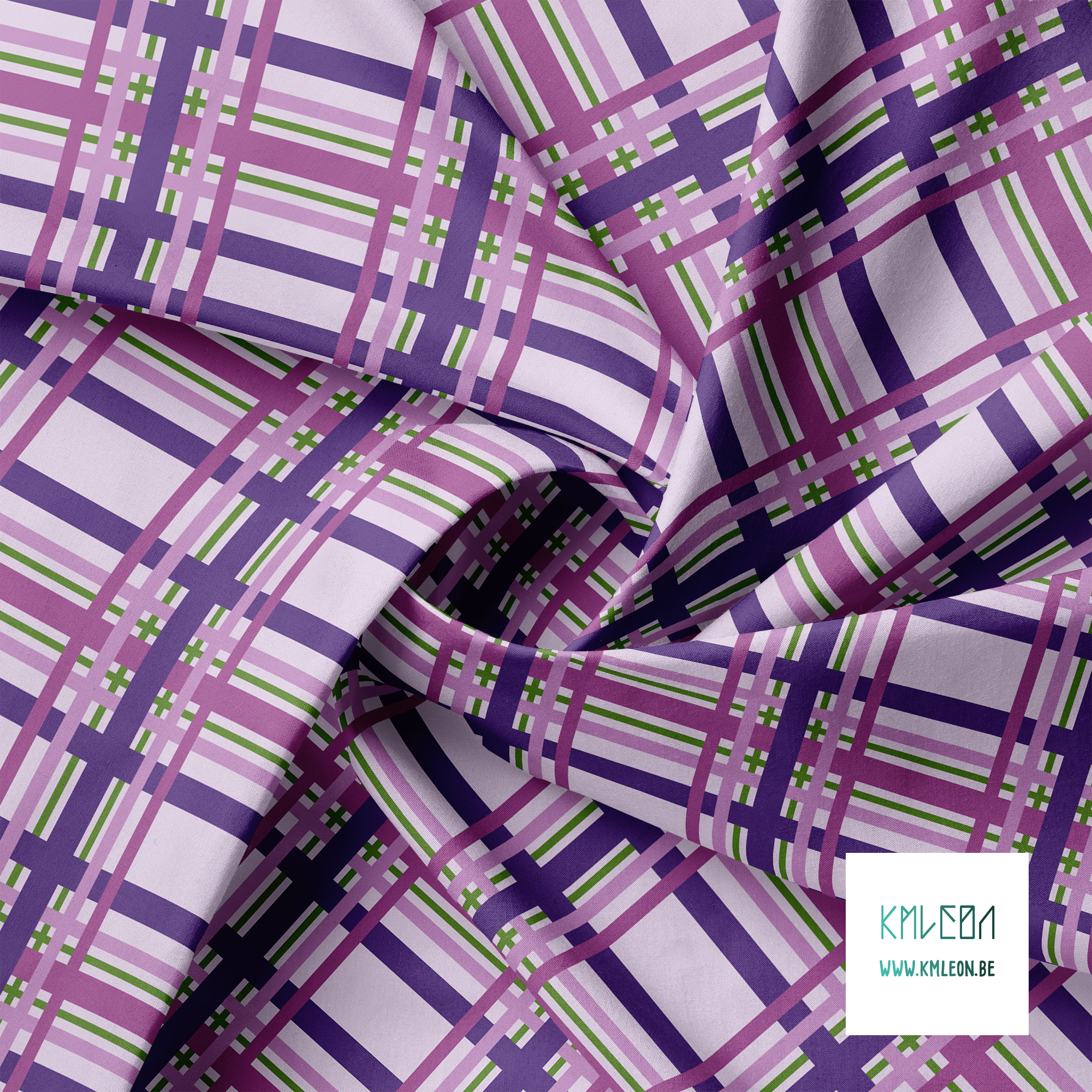 Purple and green tartan fabric