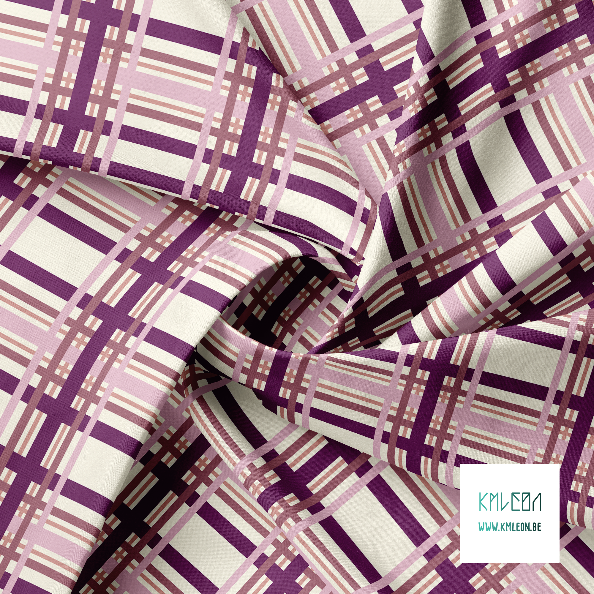 Purple and pink tartan fabric