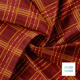 Brown and beige tartan fabric