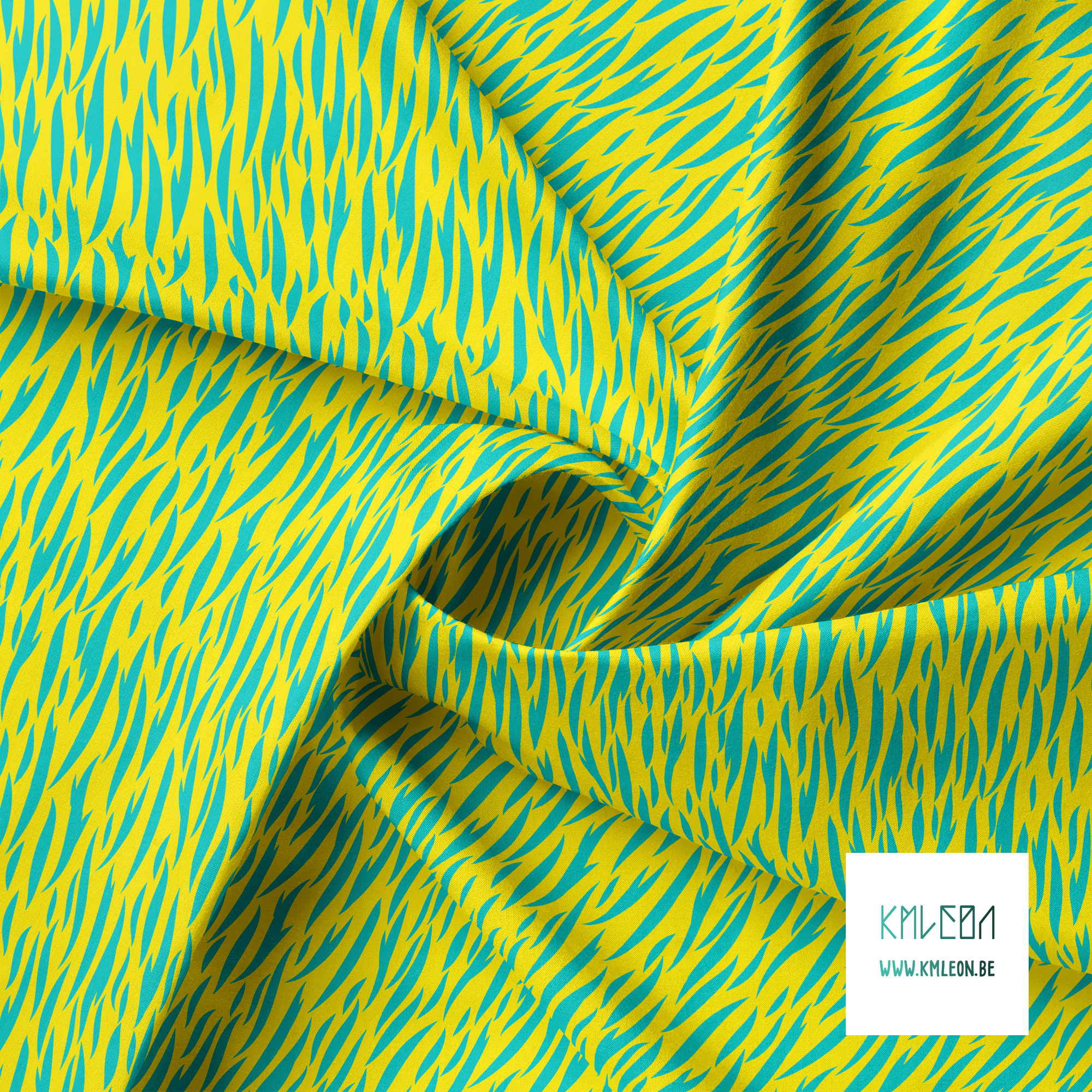 Teal tiger stripes fabric