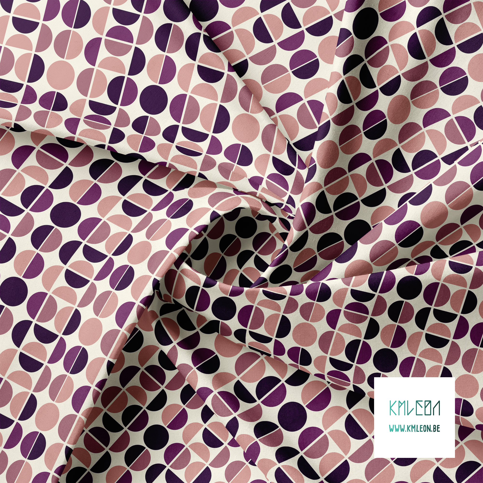 Purple and pink circles fabric