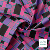 Black, pink and purple rectangles fabric