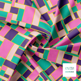 Purple, green and pink rectangles fabric