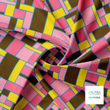 Pink, yellow and brown rectangles fabric