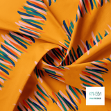 Orange, pink, navy and green brush strokes fabric