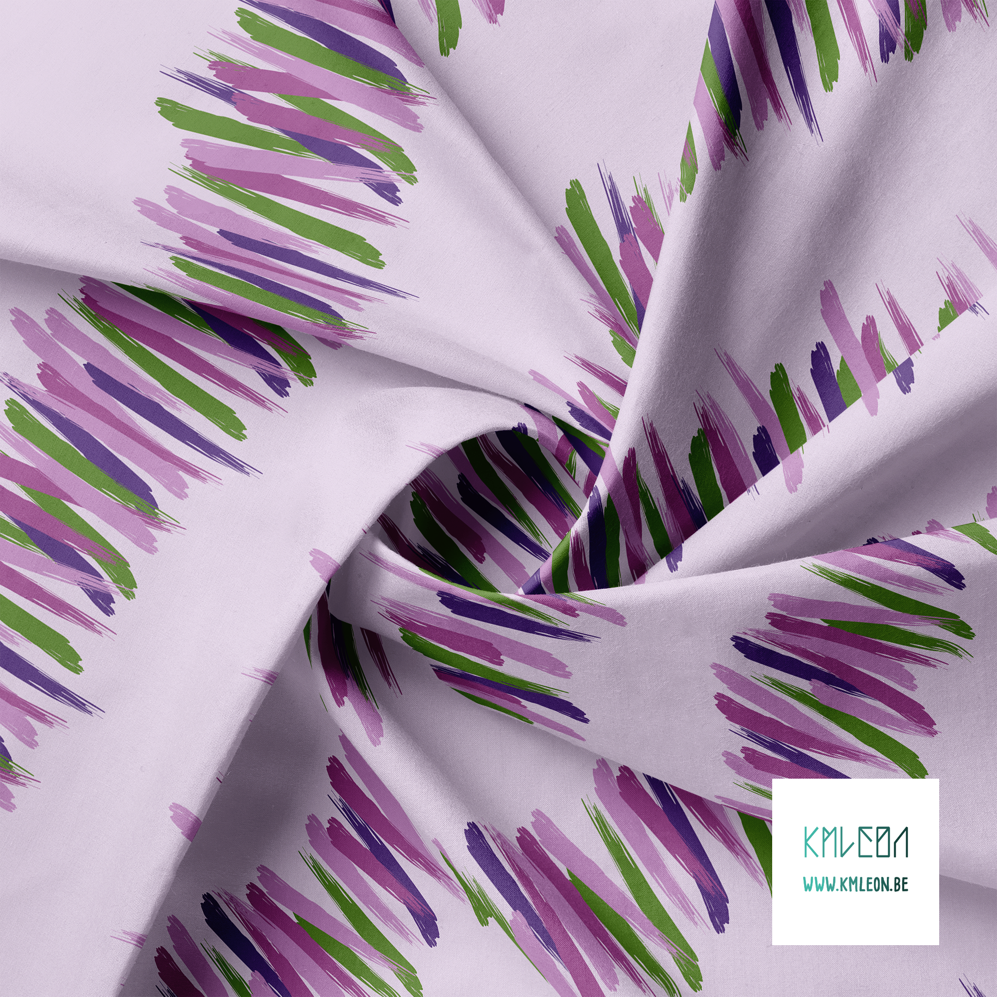 Purple and green brush strokes fabric