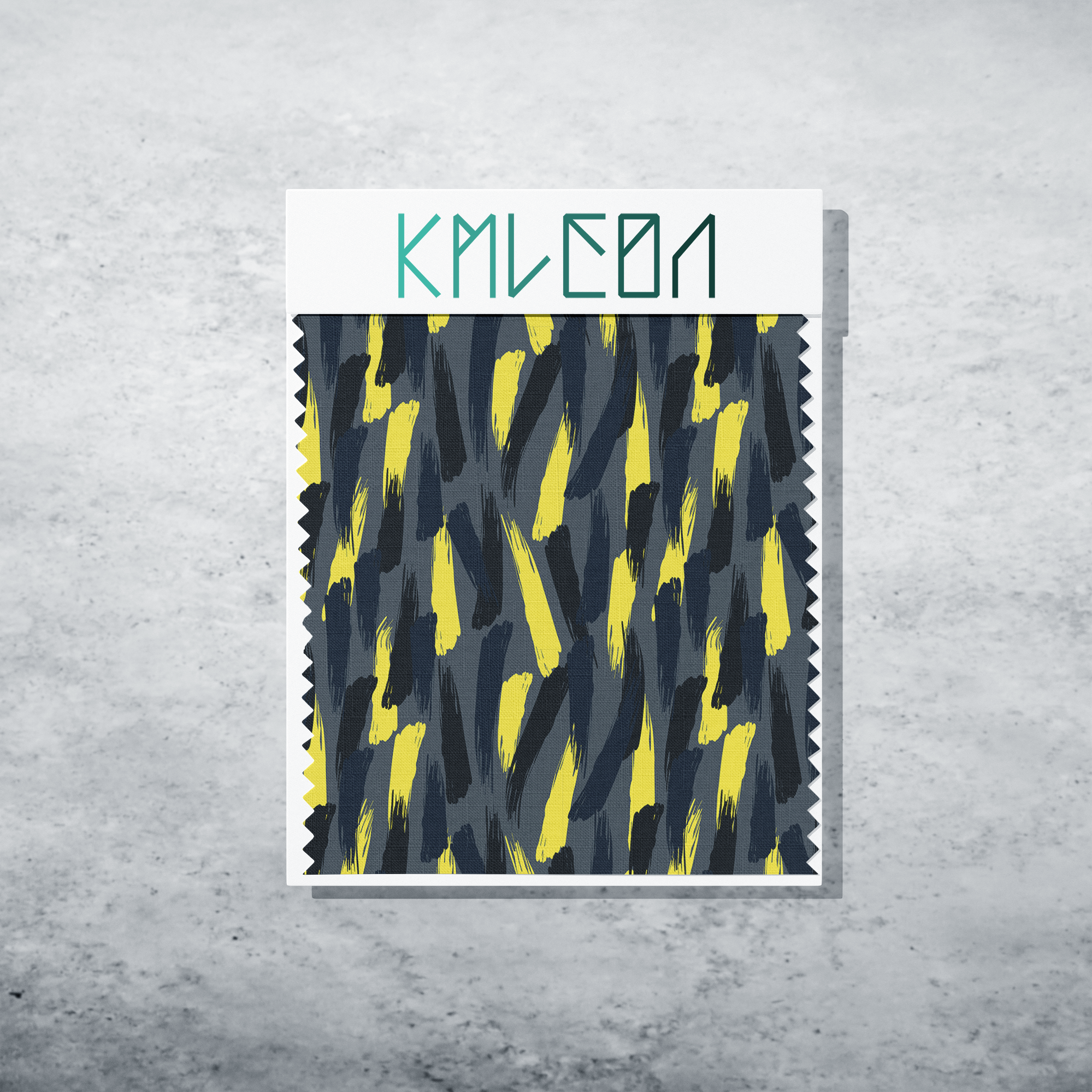 Yellow, black and dark teal brush strokes fabric