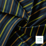 Soft horizontal stripes in black, yellow, grey and orange fabric