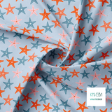 Orange, blue and pink starfish fabric