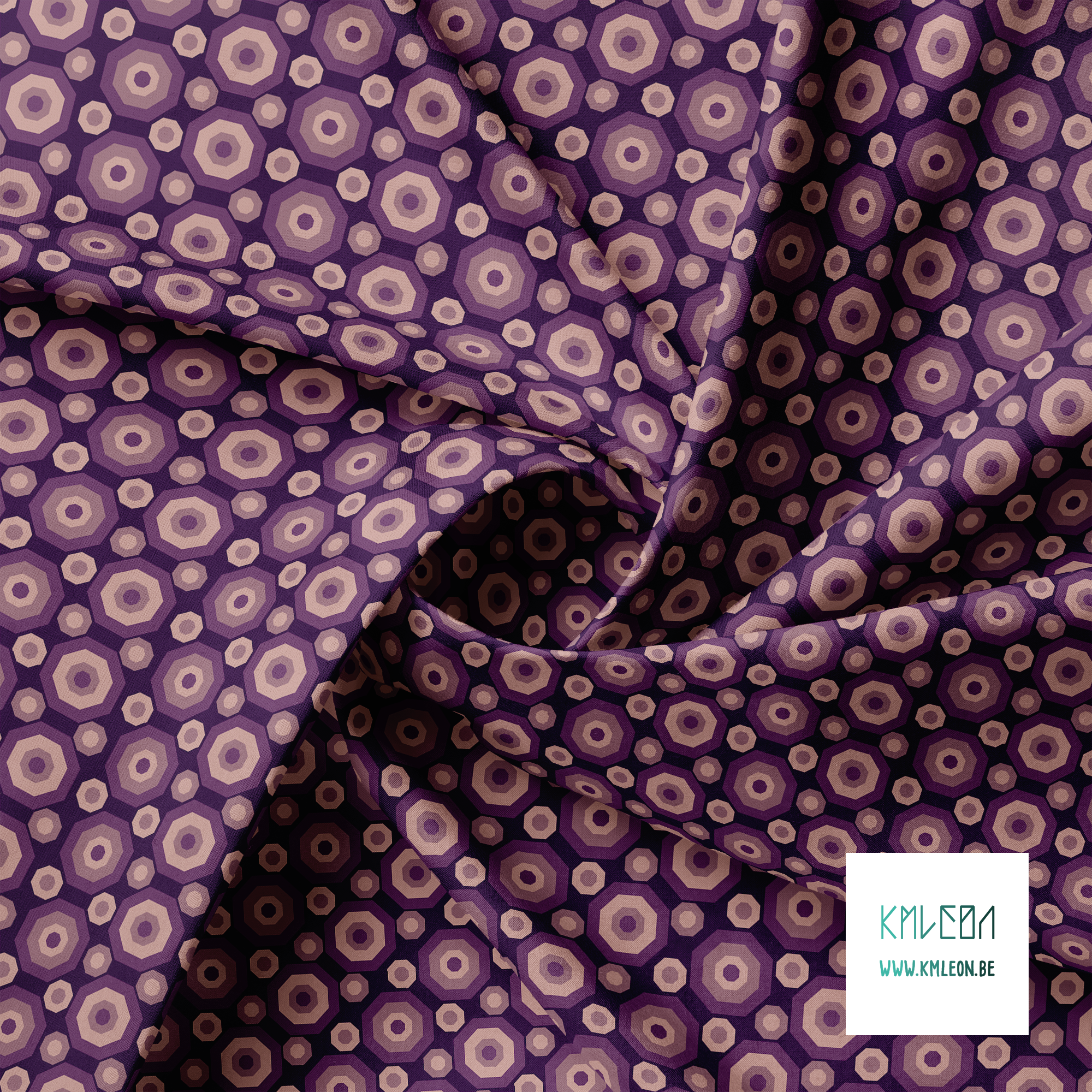 Retro octagons in purple and pink fabric