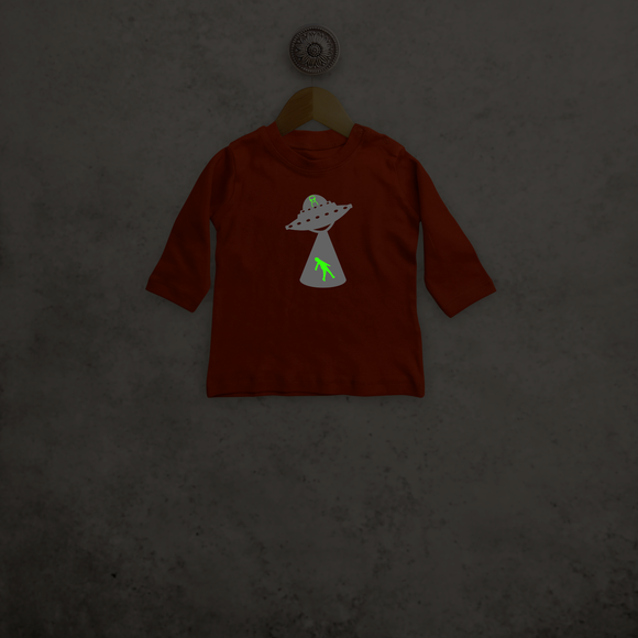 Alien abduction glow in the dark baby longsleeve shirt