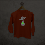 Alien abduction glow in the dark kids longsleeve shirt