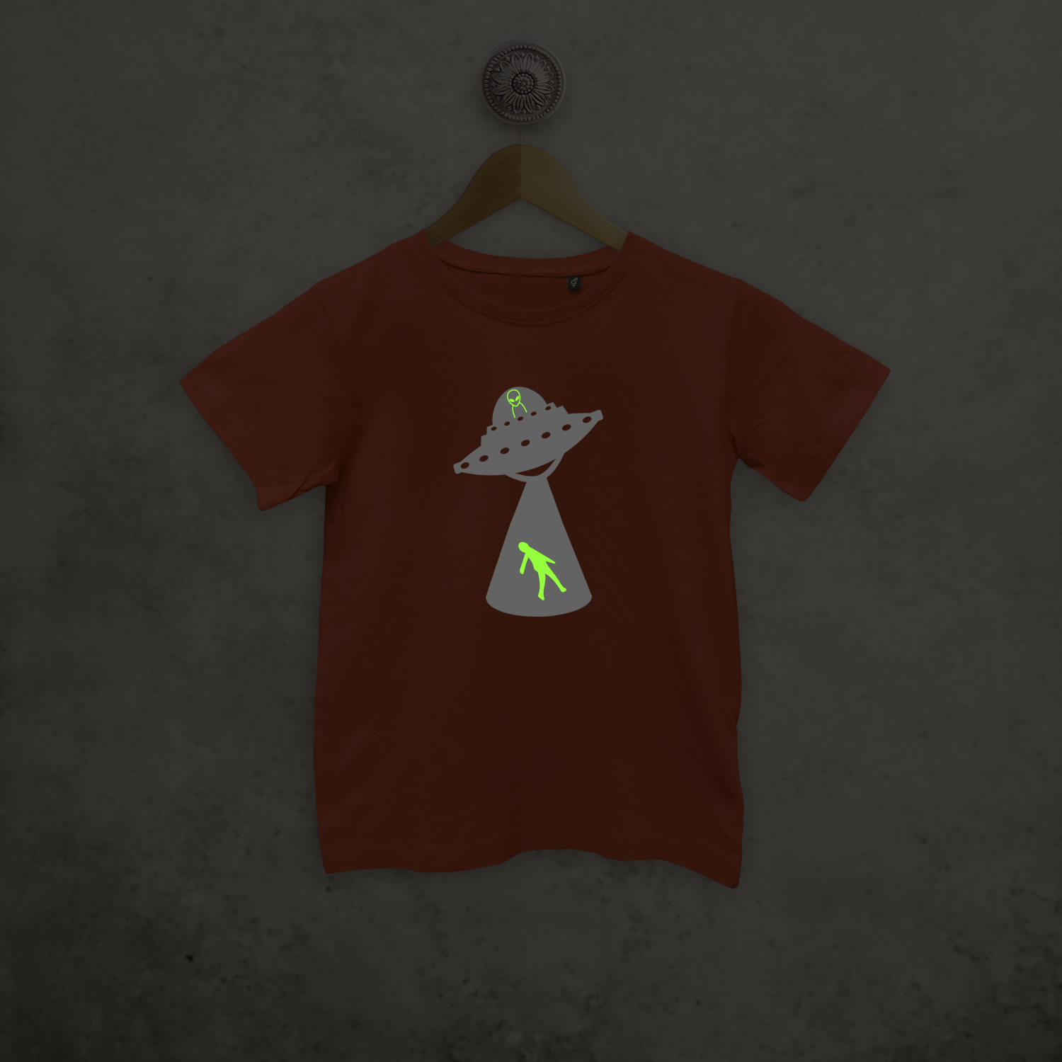 Alien abduction glow in the dark kids shortsleeve shirt