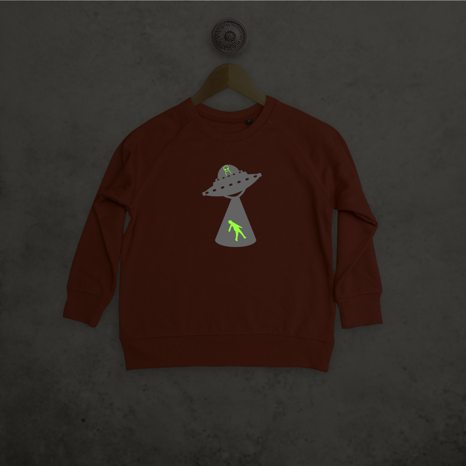 Alien abduction glow in the dark kids sweater