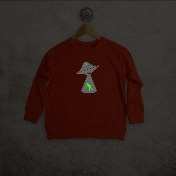 Alien abduction glow in the dark kids sweater