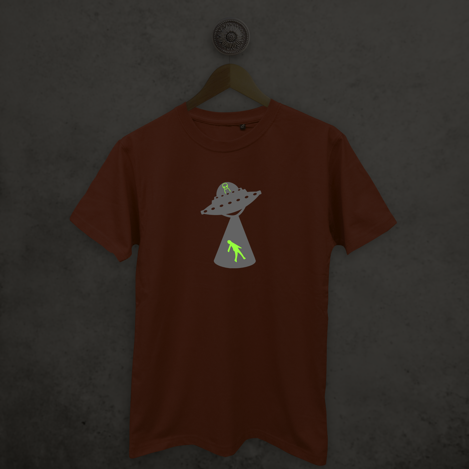 Alien abduction glow in the dark adult shirt