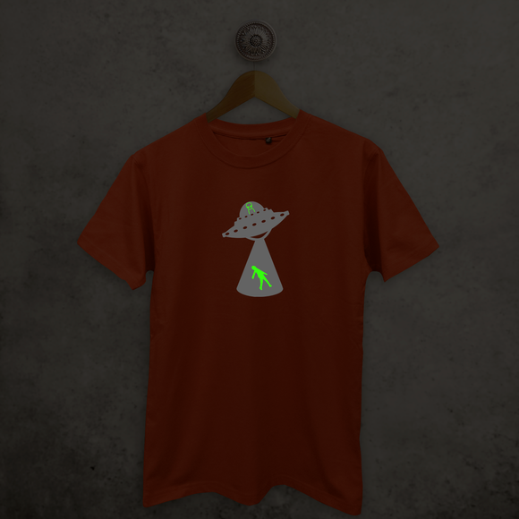 Alien abduction glow in the dark adult shirt