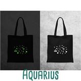 Star sign glow in the dark tote bag