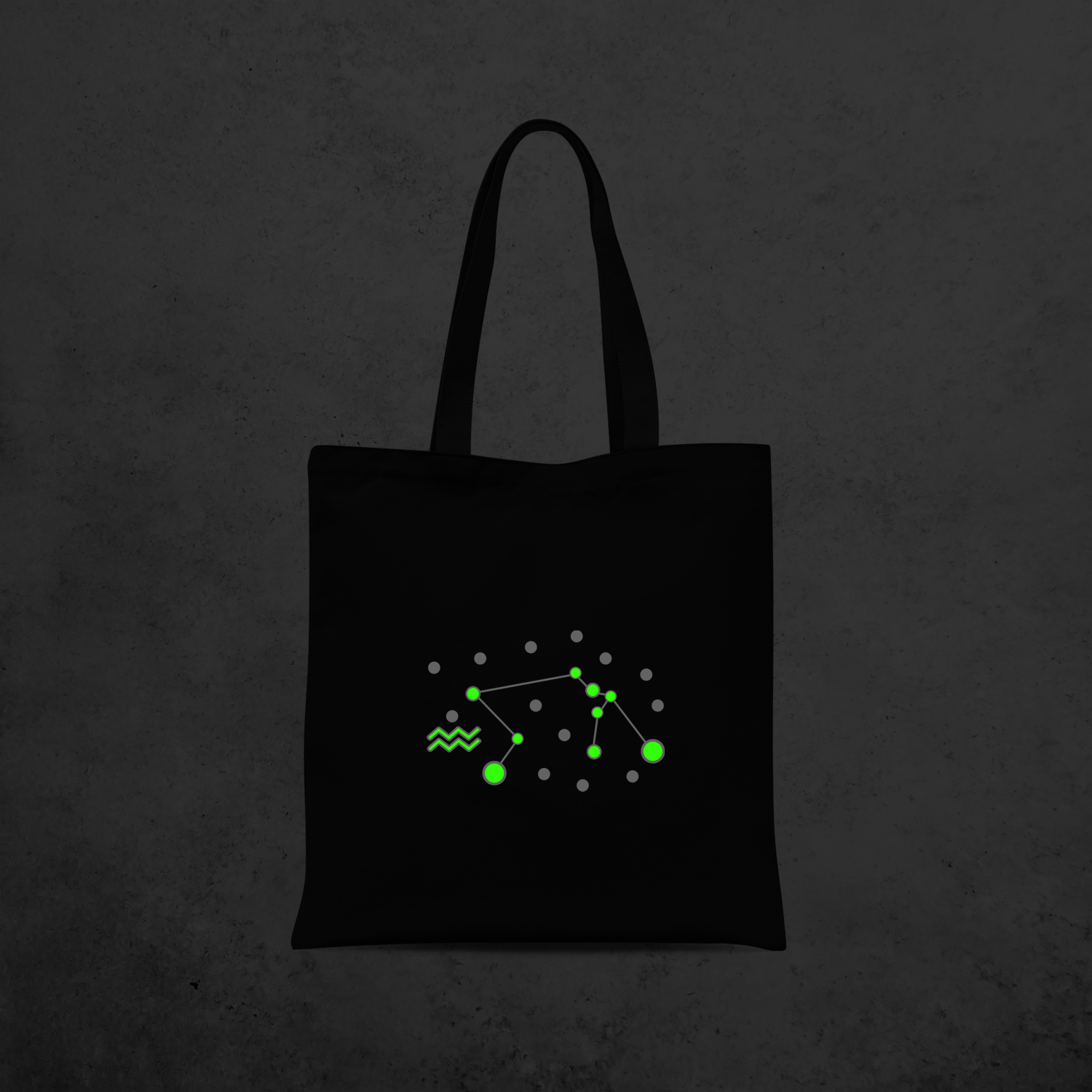 Star sign glow in the dark tote bag