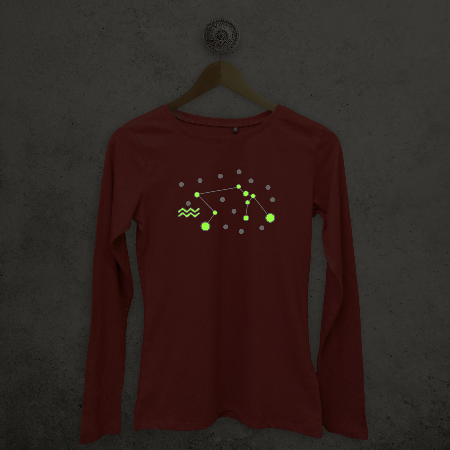 Star sign glow in the dark adult longsleeve shirt