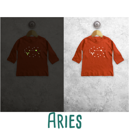 Star sign glow in the dark baby longsleeve shirt